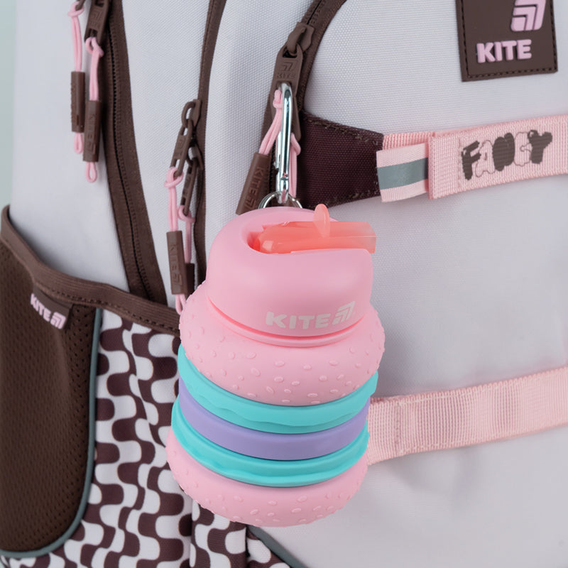 Силиконовая бутылка для воды Kite K26-1271-2, 600 мл, розовая