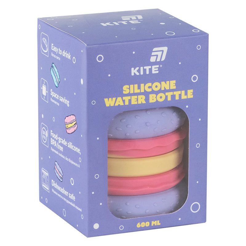 Силиконовая бутылка для воды Kite K26-1271-3, 600 мл, фиолетовая
