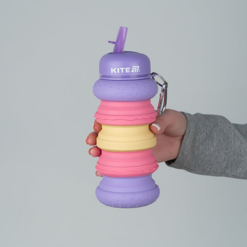 Силиконовая бутылка для воды Kite K26-1271-3, 600 мл, фиолетовая