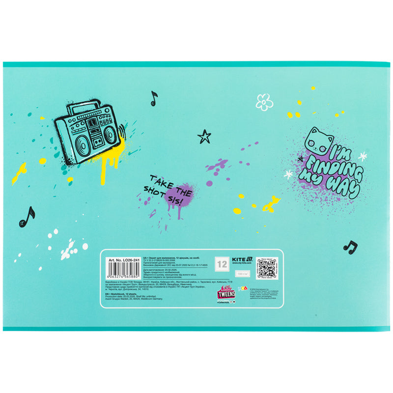 Тетрадь для рисования Kite LOL LO26-241, 12 листов