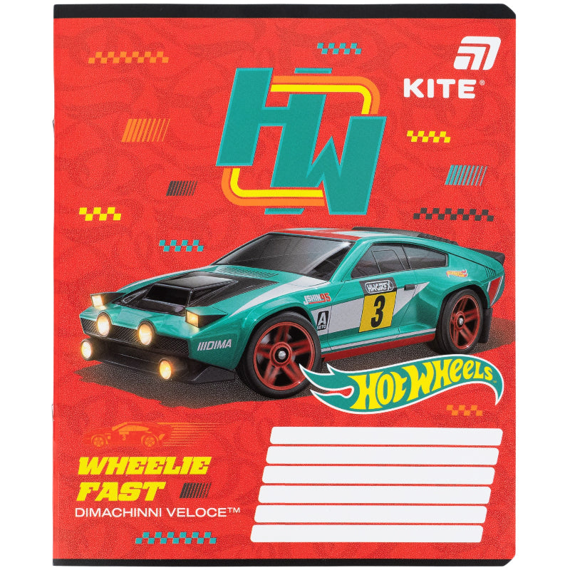 Зошит шкільний Kite Hot Wheels HW26-232, 12 аркушів, клітинка