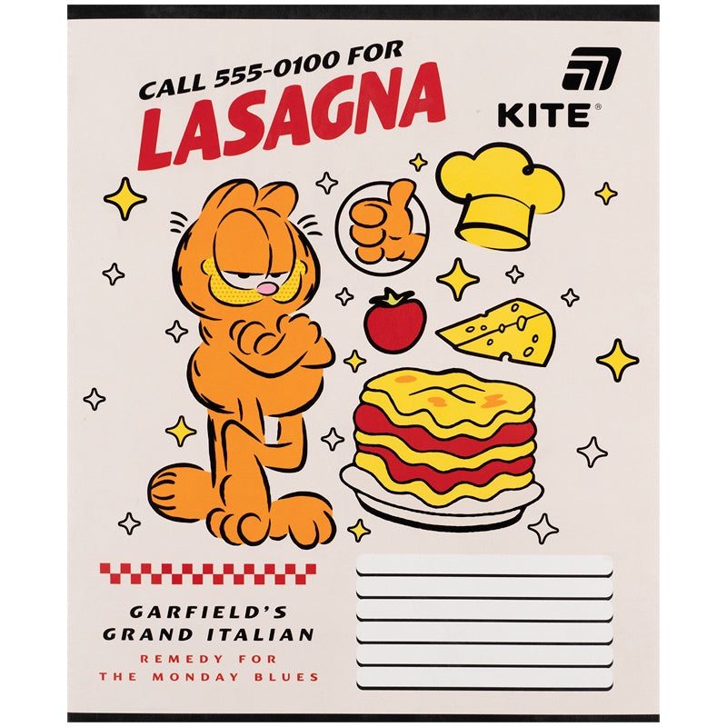 Тетрадь школьная Kite Garfield GF26-235, 12 листов, косая линия