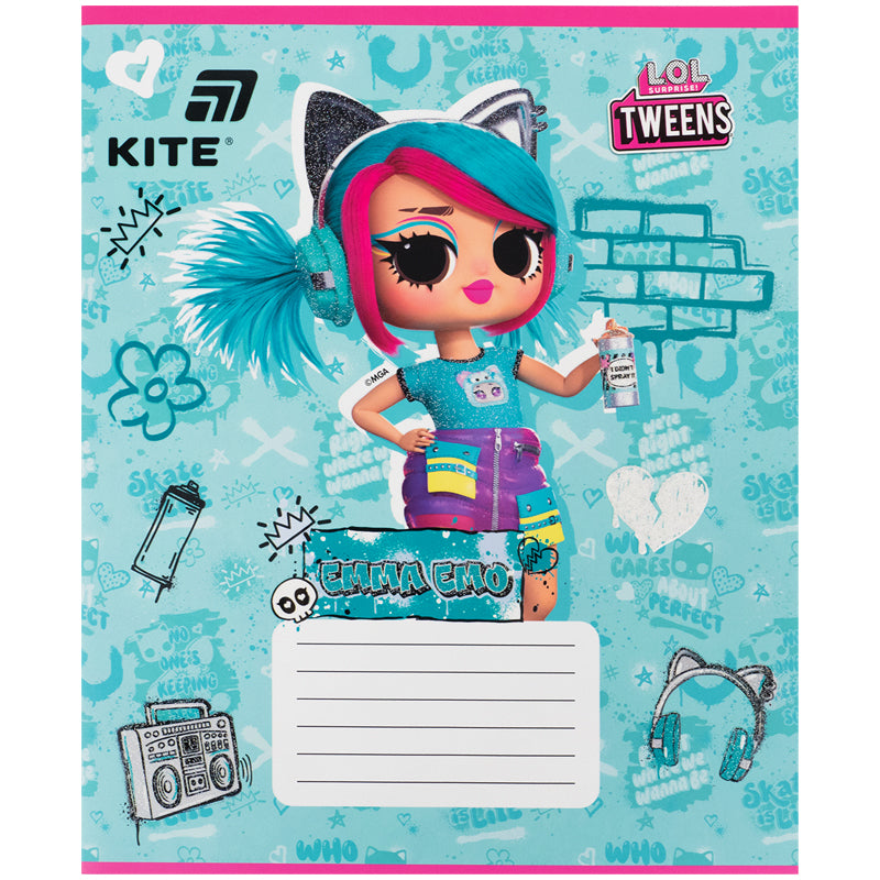 Тетрадь школьная Kite LOL LO26-235, 12 листов, косая линия