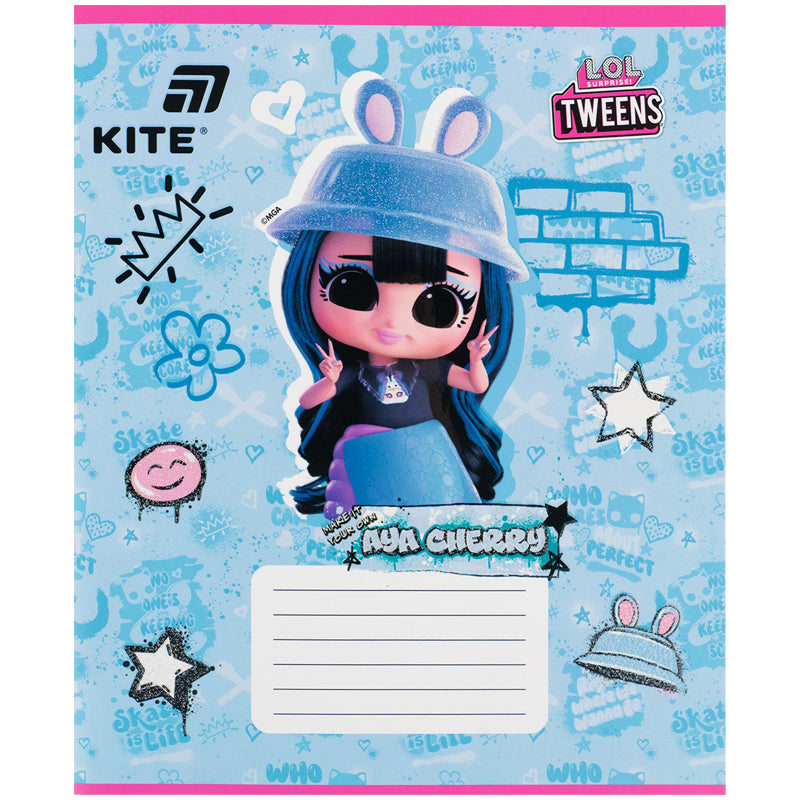 Тетрадь школьная Kite LOL LO26-235, 12 листов, косая линия