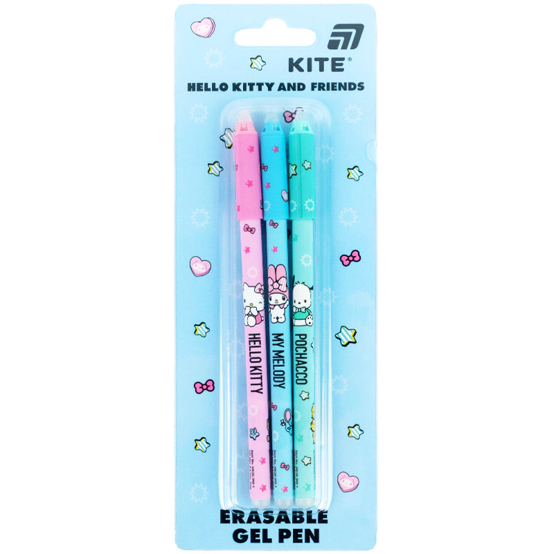 Ручка гелева "пиши-стирай" Kite Hello Kitty HK26-350-1/3BL, набір 3шт, синя