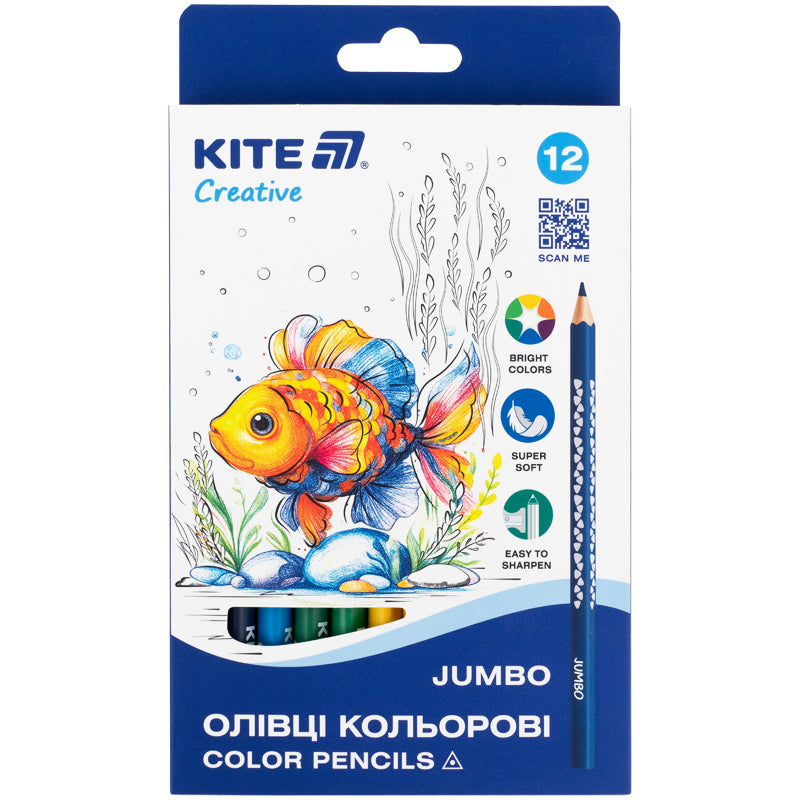 Олівці кольорові олівці Kite Creative Jumbo K-048, 12шт