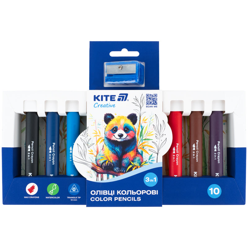 Цветные карандаши Kite Creative 3в1 K-1055, 10 шт.