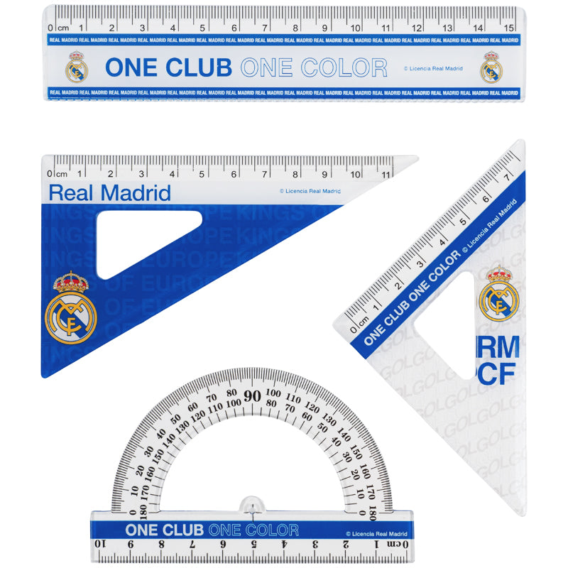 Набір: лінійка 15 см, 2 косинця, транспортир Kite Real Madrid RL26-282