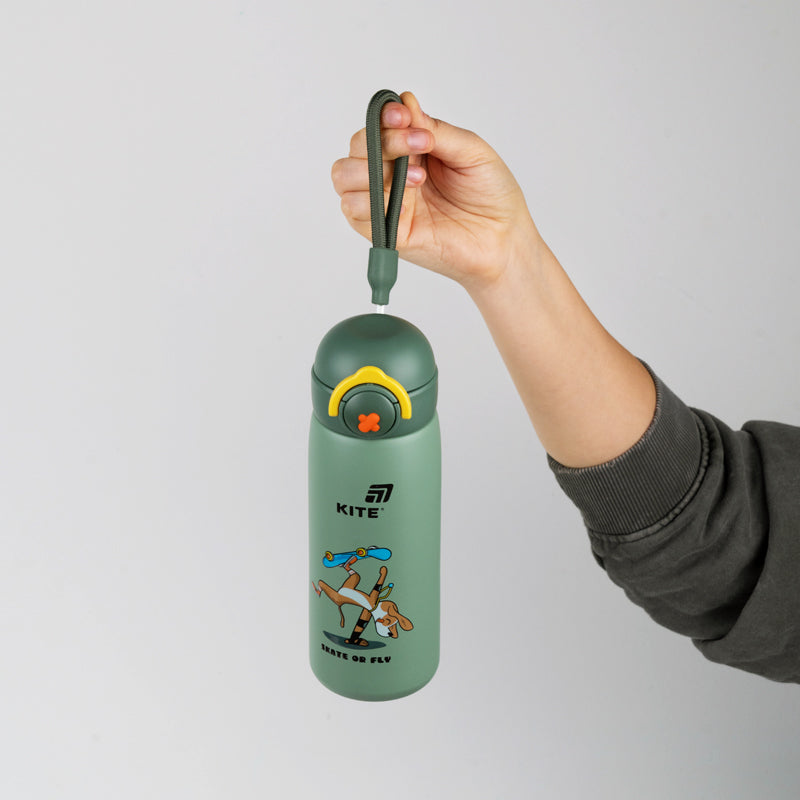 Термобутылка с кнопкой Kite K26-1221-1, Skate of fly, 430 мл