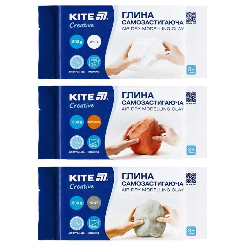 Самозастывающая глина Kite Creative, K-291, белая, 500 г