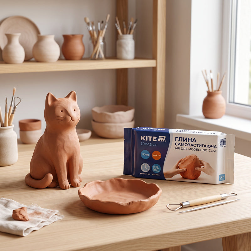 Глина самозастигаюча Kite Creative, K-291-1, теракотова, 500 г