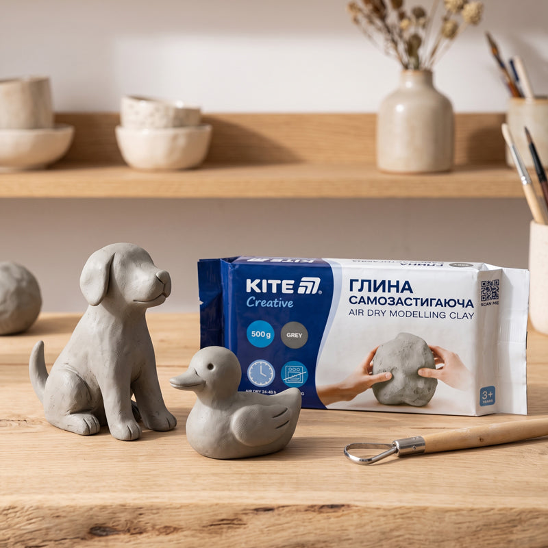 Глина самозастигаюча Kite Creative, K-291-2, сіра, 500 г