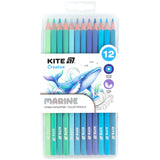 Олівці кольорові у пеналі Kite Creative Marine K-1056-3, 12 кольорів
