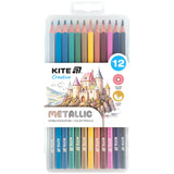 Олівці кольорові у пеналі Kite Creative Metallic K-1056-4, 12 кольорів