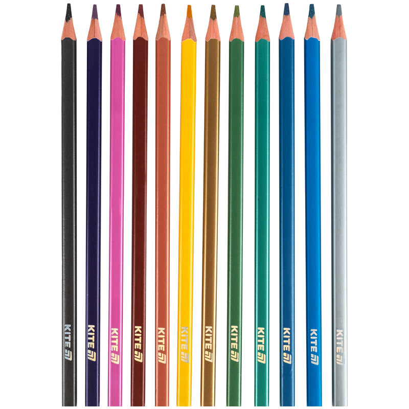 Олівці кольорові у пеналі Kite Creative Metallic K-1056-4, 12 кольорів