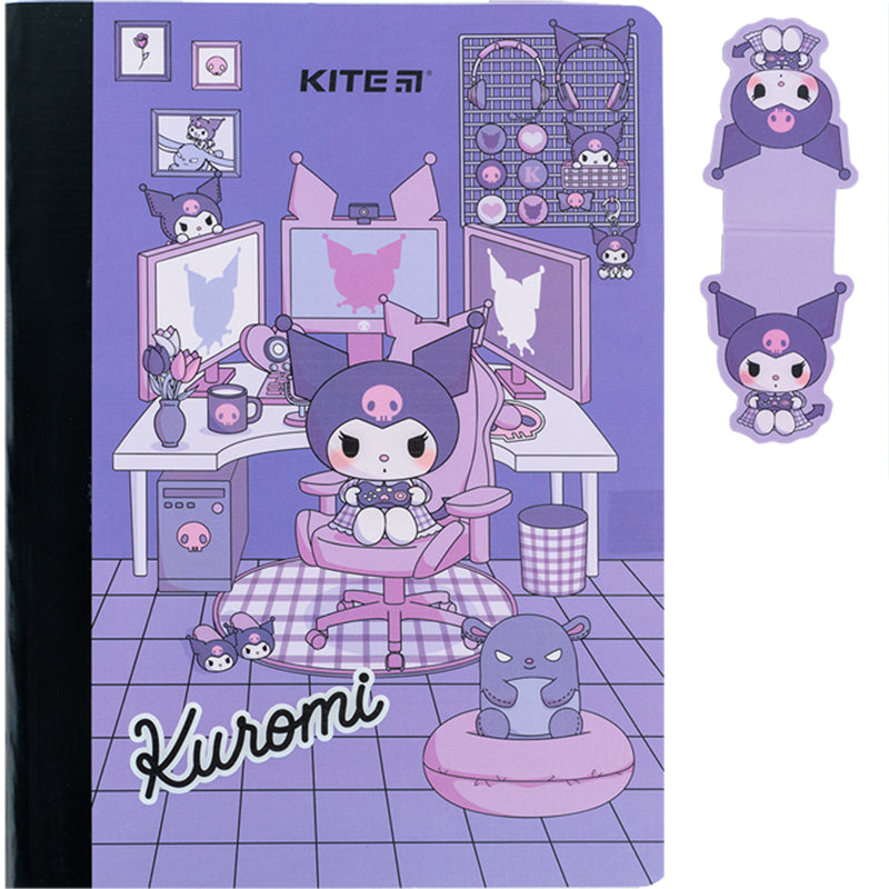 Блокнот с магнитной закладкой Kite Kuromi HK24-192, А5, 60 листов, клетка 