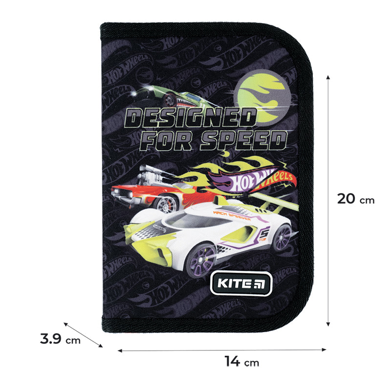 Пенал з наповненням Kite Hot Wheels HW24-622H, 1 відділення, 2 відвороти