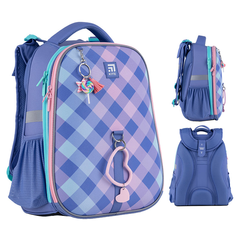 Шкільний набір Kite Purple Chequer SET_K24-531M-2 (рюкзак, пенал, сумка)