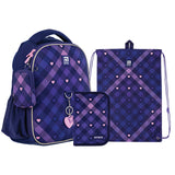 Шкільний набір Kite Check and Hearts SET_K24-555S-1 (рюкзак, пенал, сумка)