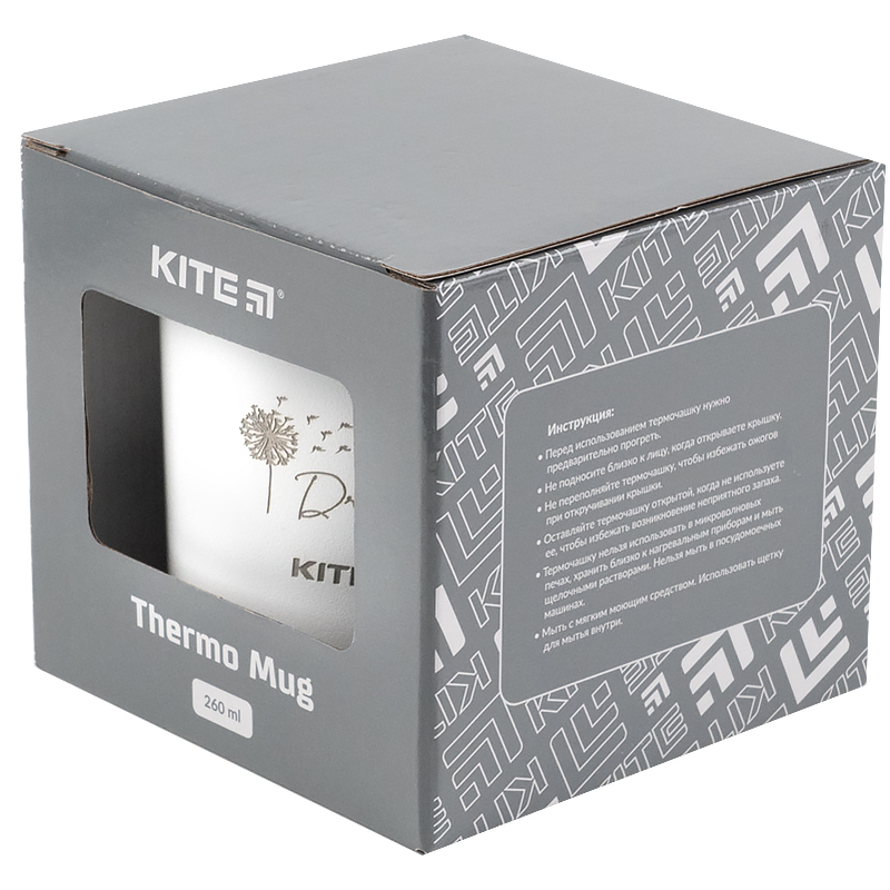 Термокружка Kite K21-324-01, 260 мл, белая