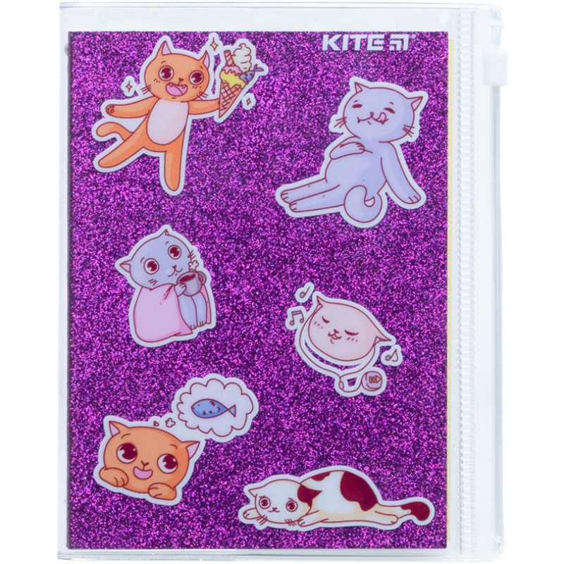 Блокнот Kite Purple cats K22-462-2, 80 аркушів, клітинка, силіконова обкладинка