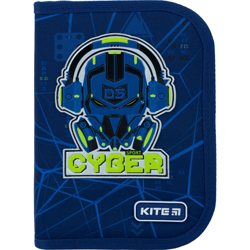 Пенал с наполнением Kite Cyber K22-622H-8, 1 отделение, 2 отворота