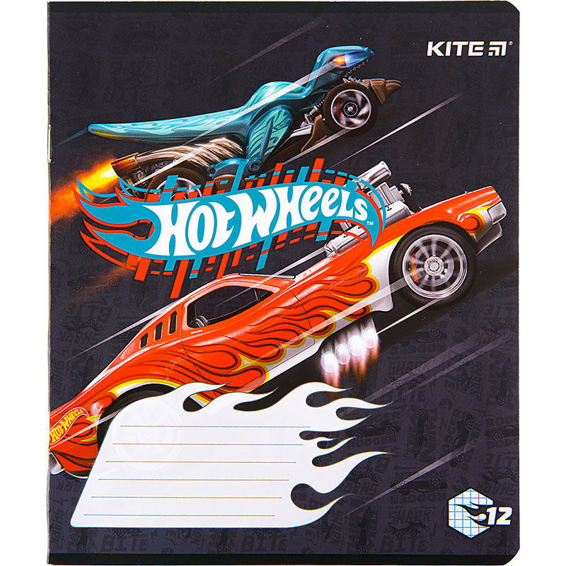 Тетрадь школьная Kite Hot Wheels HW22-232, 12 листов, клетка