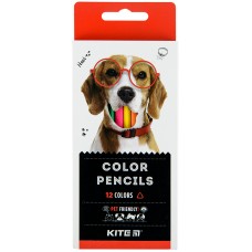 Карандаши цветные трёхгранные Kite Dogs K22-053-1, 12 цветов