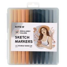 Скетч маркеры Kite Skin&Grey K22-044-4, 12 цветов