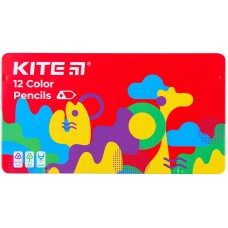 Карандаши цветные трёхгранные Kite Fantasy K22-058-2, 12 цветов, металлический пенал