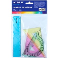 Набір Kite Classic K-281: лінійка 15 см, 2 косинця, транспортир (асортимент кольорів) 