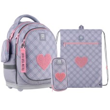Шкільний набір Kite Fluffy Heart SET_K24-724S-1 (рюкзак, пенал, сумка)